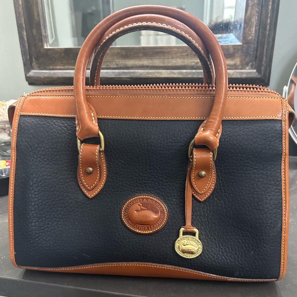 Dooney & Bourke Blue and Brown Leather Satchel